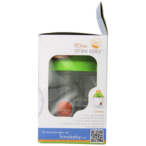 Innobaby Sippin' Smart EZ Flow Straw Sippy Cup, Green, 10 Ounce