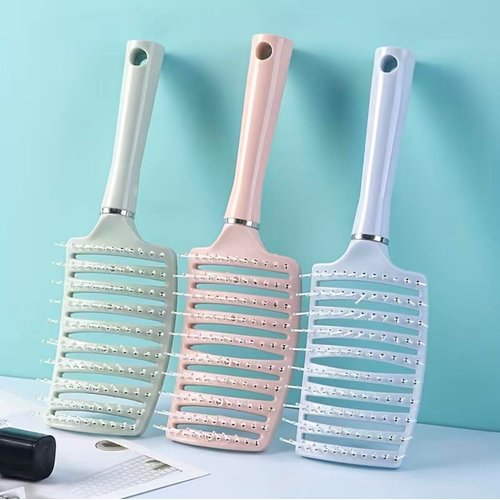 Hair Brush Detangling Curved Vented Hair Brushes For Women Men Wet or Dry Hair Hair Styling Professional Paddle Vent Brush (Green)