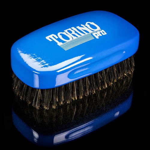 Torino Pro Medium 7 Row Palm Wave Brush - #1890-100% boar bristles -Firm Medium military hair brush for men with great pull - Great for Connections and Wolfing - For 360 Waves
