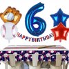 Kwuz Baseball Balloons 6th Birthday Decorations for Boys | Baseball Birthday Decoration Sports Theme Party Supplies, 32Inch Foil Mylar Number 6 Balloon Navy Blue Red White Sports Balloon Arch Kits