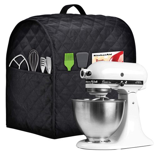 Stand Mixer Cover compatible with Kitchenaid Mixer, Fits All Tilt Head & Bowl Lift Models,The Fabric Is Pure Cottot,Soft, Not Easy to Fade, Not Easy To Pilling. (Fits for 6-8 Quart, Black)