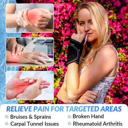 Coldest Wrist Ice Pack Hand Support Reusable Flexible - Best Cold Therapy Relief for Rheumatoid Arthritis, Tendinitis, Carpal Tunnel Pain, Injuries, Swelling, Bruises and Pain (Wrist Ice Pack)