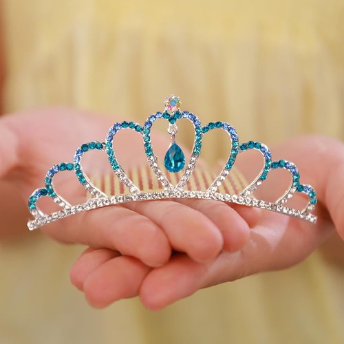 JWICOS Small Princess Comb Mini Blue Crystal Hair Comb Rhinestone Hair Accessories Comb Headband Decorations for Women and Girls (blue)