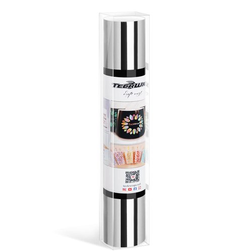 TECKWRAP Silver Chrome Smart Adhesive Vinyl Permanent,13in x 5ft, Vinyl for HandCrafting Decal Projects, Compatible with Explore3/Maker3