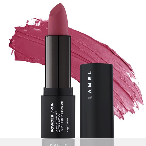 Lamel Powder Drop Lipstick – Long Lasting Matte Lipstick With Creamy & Hydrating Formula, Buildable Finish – Violet Red Lipstick – 406 Tulip Fleur