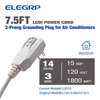 ELEGRP 0651515LY L15515 L22515 14AWG LCDI Power Cord Plug for A/C Air Conditioner, E250451 UL Certified, 7.5FT Leakage Current Detection Interrupter Replacement, 120V 15A 1800W 60Hz NEMA 5-15P, 1 Pack