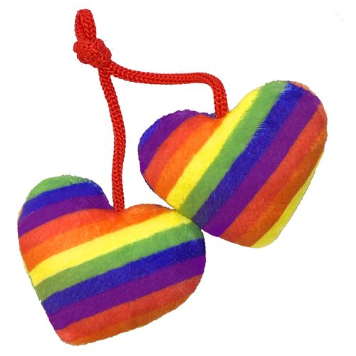 Huxley & Kent Cat Toy | Pride Heart Strings | Rainbow Strong Catnip Filled Cat Toy | Soft Plush Kitty Toy with Catnip and Crinkle | Kittybelles
