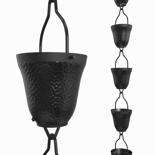 Rain Chains Direct - Contempo Rain Chain - 8.5 FT - Durable Black Powder-Coated Aluminum - Premiu...