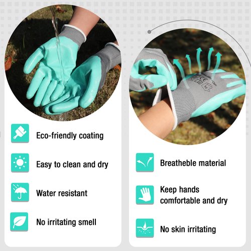 HAUSHOF 6 Pairs Garden Gloves for Women, Nitrile Coated Working Gloves, for Gardening, Restoration Work, Medium, Pink & Green, M