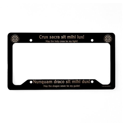 CafePress St. Benedict Medal License Plate Holder Aluminum License Plate Frame, License Tag Holder