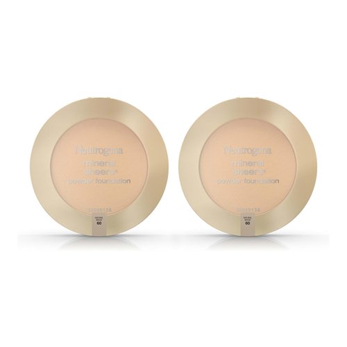 Neutrogena Mineral Sheers Compact Powder Foundation, Lightweight & Oil-Free Mineral Foundation, Fragrance-Free, Natural Beige 60,.34 oz