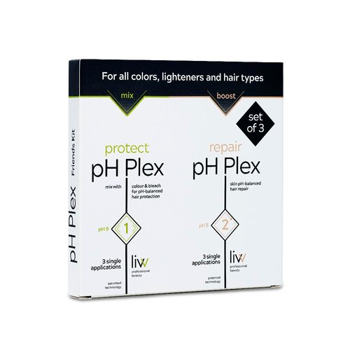 pH Plex Steps 1&2 Protect & Repair Hair Care Treatment - Use with Home Hair Color & Bleach Products - Salon Quality Professional Results at Home - Friends Kit (3 Sachets of Steps 1 & 2)
