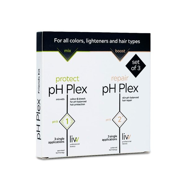 pH Plex Steps 1&2 Protect & Repair Hair Care Treatment - Use with Home Hair Color & Bleach Products - Salon Quality Professional Results at Home - Friends Kit (3 Sachets of Steps 1 & 2)