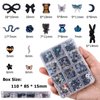 Kikonoke 850 Pieces 3D Butterfly Rose Flower Bow Rabbit Bear Nail Charms Kit with Nail Art Rhinestones Pearls Crystal Gems Nail Slices for Manicure DIY Crafts Jewelry Accessories (Black)