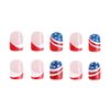 24Pcs 4th of July Press on Nails Short Square Fake Nails Glitter American Flag Nails Design Independence Day False Nails Acrylic Artificial Nails French Tip Glue on Nails for Women DIY Manicure Decor