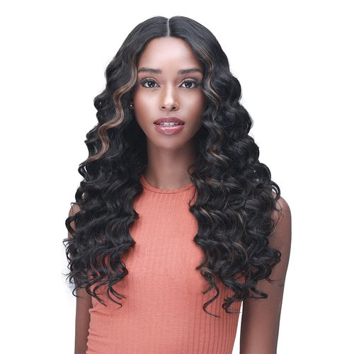 BOBBI BOSS 5 inch HD Lace Front Long Wavy Wigs for Women - MLF539 ILISHA, Soft Curly Synthetic Hair Wigs with Baby Hair, Natural Looking High Heat Resistant wigs (1, Jet Black)