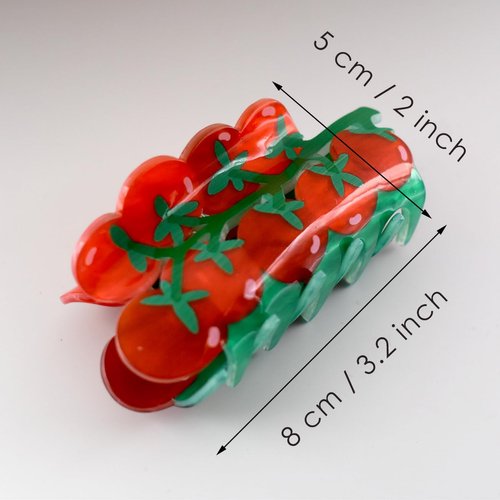 Tomato Shape Hair Claw Clip Dopamine Fruit Non-Slip Hair Accessories 3.2" X 2" for Thin Hair Women Girls, Red Tomato