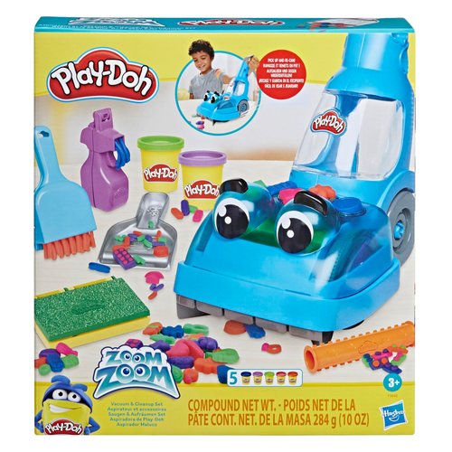 Play-Doh Zoom Zoom Vacuum Cleaner Toy, 6 Accessories & 5 Cans of Assort. Colors, Cleaning Toys for Kids, Back to School Classroom Supplies, Preschool Toys, Ages 3+