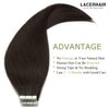 Lacer Hair Extensions Tape in Human Hair Dark Brown Virgin Hair Invisible Tape in Hair Extensions Real Human Hair for Black Women 50g 20pcs 18 Inch