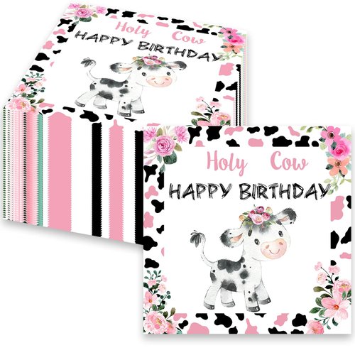 60 Pcs Holy Cow Party Paper Napkins Moo Moo Party Decorations Pink Cow Disposable Paper Napkins for Farm Animals Cow Theme Girls Baby Shower 1st 2nd 3rd 4th Birthday Party Supplies Decorations