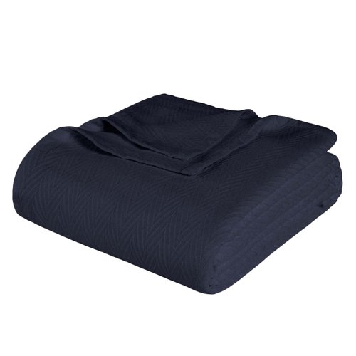 Superior 100% Cotton Blanket Oversized Throw, Woven Blanket for Couch, Bed, Bedding, Farmhouse, Home Essentials, Cute and Cozy Bohemian Blankets, Herringbone Weave, Throw, Navy Blue