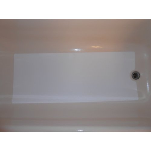 Safe Way Traction 16" X 40" White Adhesive Vinyl Anti Slip Non Skid Safety Bath Mat with Drain Cut Out