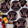 EMrups 96PCS 13th Birthday Party Plates Set Rose Gold Theme Decorations Include Rose Gold Plates and Napkins Forks for 13 Year Old Girls Birthday Party Supplies Serves 24 Guests