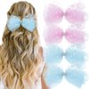 4Pcs Pearl Hair Bows Hair Clips Tulle Crown Hair Pins Elegant Lace Veil Hair Barrettes Crystal Duckbill Hair Clips Cute Blue Pink Hair Accessories for Women Girls
