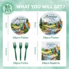 Iemctsy Let The Adventure Begin Decorations - 96PCS Adventure Awaits Party Decorations Paper Plates Napkins Disposable Dinnerware Sets for Baby Shower Birthday Christmas Party decorations Serves 24