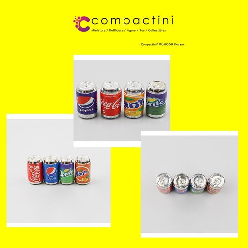 COMPACTINI Miniature Model Scale Set Dollhouse Accessories Beverage Can Beer Can Miniature Soda Can Miniature Bottle Miniature (Soda Cans Miniature 4P)
