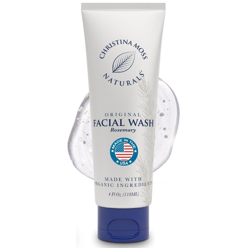 Christina Moss Naturals Rosemary Face Wash from Plant Extracts & Essential Oils, Gently Cleans Excess Oils, Dirt and Debris from the Skin with Rosemary, Aloe Vera and Shea Butter, 4oz