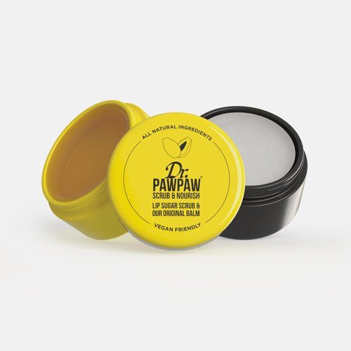 Dr.PAWPAW Scrub & Nourish Lip Scrub and Balm Duo with Papaya, Aloe Vera and Olive Oil, 100% Natural Two Step Treatment (50 ml)