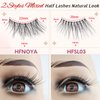 Half Lashes Natural Look with Clear Band Cat-Eye Lashes Wispy Fluffy Faux Mink False Eyelashes, 2 Styles Mixed 3/4 Corner Lashes Reusable Soft DIY Cluster Lashes Pack 14 Pairs by Heracks(37+Noya)