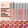 Pakivs 12 Colors Matte Lip Liner Set,Long Lasting Fade Resistant Lip Liner Pencil,Waterproof Red Nude Velvet Lipstick Pen High Pigmented Lip Liner for Women