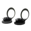 NuAngela Mini Hairbrush, Folding Hair Brush With Mirror Set, Compact Pocket Size, Travel Pop Up Hair Comb, Easy Keep in Purse, Gym Car Bag (2Black)