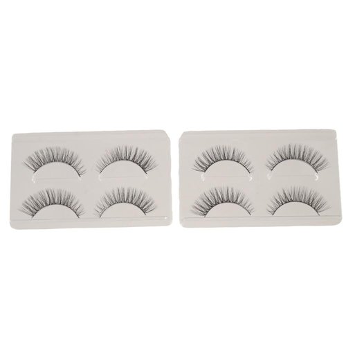 4 Pairs Synthetic Fibers False Eyelashes, Volume Long Lashes Extension Makeup Eyelashes, Easy to Apply