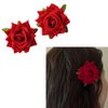 Red Rose Flower Hair Clip Floral Hair Clips for Women Girls Fabric Rose Flowers Hair Barrettes Rose Brooch Pin Red Flower Hair Accessories for Women Wedding Party Supplies