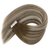 Ve Sunny 22inch Tape in Hair Extensions Human Hair Brown Ombre Tape on Human Hair Extensions Balayage Medium Brown Ombre Platinum Blonde and Brown Hair Extensions Tape in 50g 20pcs
