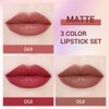 CAKAILA 3 Pcs Nude Lipstick Matte Sets,Light to Dark Velvet Lipstick for Women Long Lasting Waterproof 24 Hours Lip Stick Lip Stain Makeup Gift Sets,labiales mate 24 horas originales