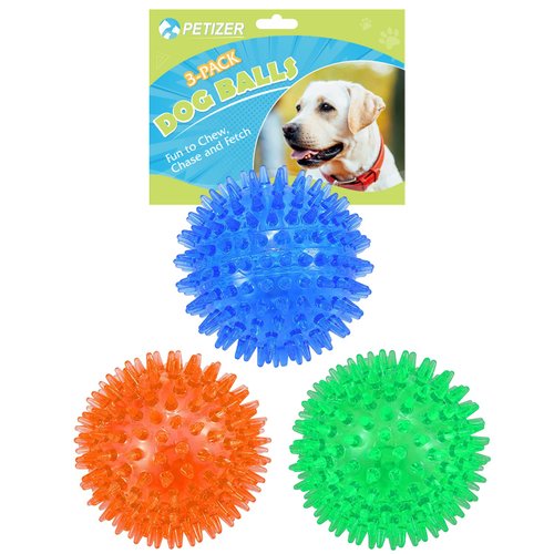 petizer 3 Pack 2.5” Squeaky Dog Toy Balls, Floating Dog Pool Balls, Spiky Dog Balls Water Toys, Durable Interactive Fetch Toys for Puppy, Dog Chew Toys for Teething (2.5", Small Dog)