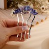 Jumwrit Wedding Crystal Flower Floral Hair Comb Silver Rhinestone Teardrop Hair Side Comb Vintage Bride Bridesmaid Headpiece Bridal Jewelry Hair Clip Comb for Women Girls(Purple)