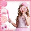 Jenaai 8 Pcs Girls Tea Party Supplies Tea Party Gloves Hats Necklace Fan for Girls Halloween Tea Party Costume(Pink,Vivid)