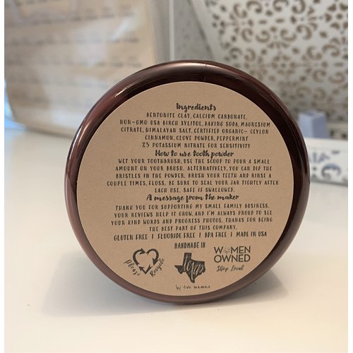 Organic Vegan Fluoride Free Remineralizing Tooth Powder Sensitivity Formula, Cinnamon and Clove Flavor, Value Size Up to 6 Month Supply I Teeth Whitening, Natural Numbing, Reduce Pain