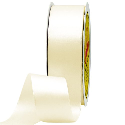 LEEQE Double Face Ivory Satin Ribbon 1-1/2 inch X 50 Yards Polyester Ivory Ribbon for Gift Wrapping Very Suitable for Weddings Party Hair Bow Invitation Decorations and More
