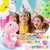 Pink Happy Birthday Dinosaur Stuffed Animal, 11.8'' Kawaii Soft Dino Plush Toys, Dinosaur Plushir Birthday Gift for Her Girls Boys Girlfriend, Valentine Day, Sweet Romantic Anniversary Christmas Gift