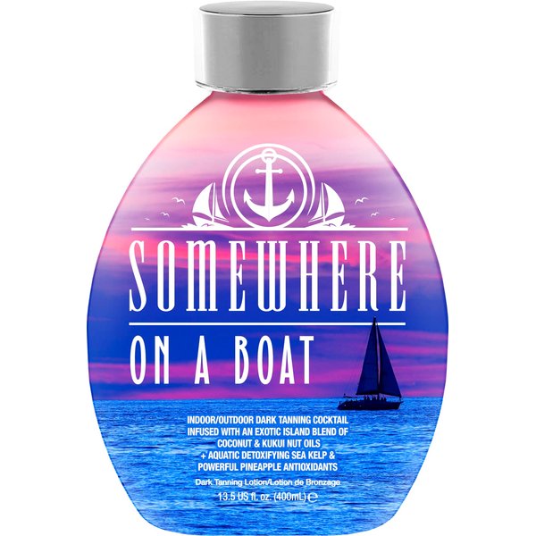 Somewhere On A Boat Tanning Lotion for Indoor Tanning Beds/Outdoor Sun Tan Dark Tanning Bed Lotion w/Coconut Oil, Pineapple & Shea Butter 13.5oz - White Lotion, NO Bronzer