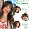 Clip In Bangs-Fake Bangs Hair Clip 100% Real Human Hair Extensions 3 Secure Clips in Full Fringe French Bangs for Women Curved Bangs for Daily Wear （Off Black）