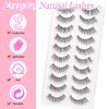 EMEDA False Eyelashes Natural Strips Look Pestañas Postizas Naturales 10 Pairs Invisible Band 3D Demi Wispies 12mm Fake Lashes Small Face Lashes Handmade Clear Band Eye Lashes(005)