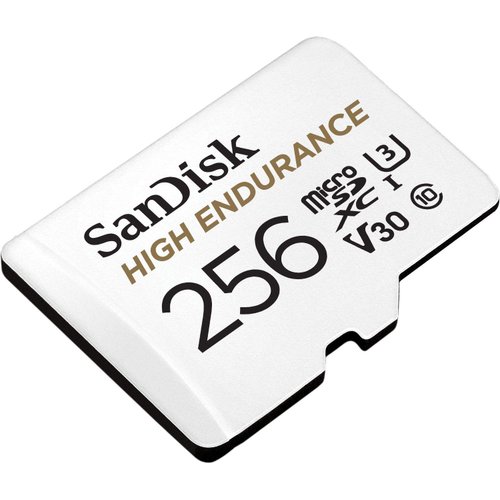 SanDisk 256GB High Endurance Video microSDXC Card with Adapter for Dash Cam and Home Monitoring systems - C10, U3, V30, 4K UHD, Micro SD Card - SDSQQNR-256G-GN6IA