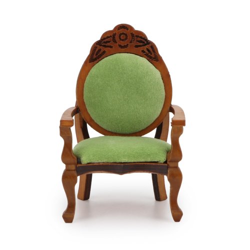 Dollhouse Chair 2PCS Miniature Furniture Retro Vintage Chair Wooden Accessories 1/12 Upholstered Victorian Carved Armchair for Christmas Decoration Ornament (B)